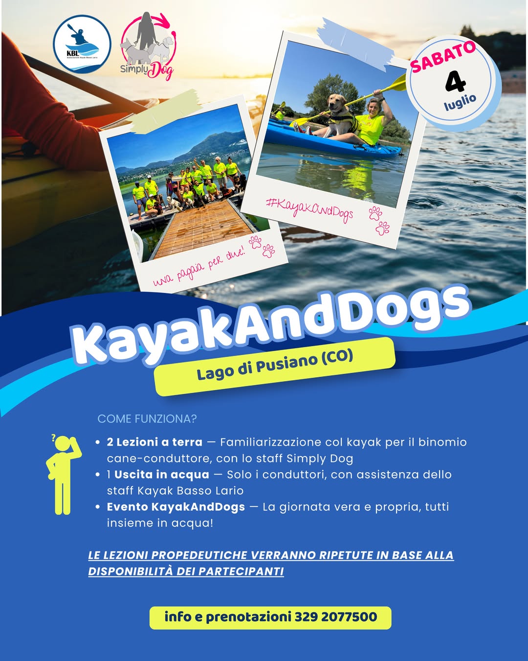 Corso Kayak and Dog Simply Dog Lago di Pusiano